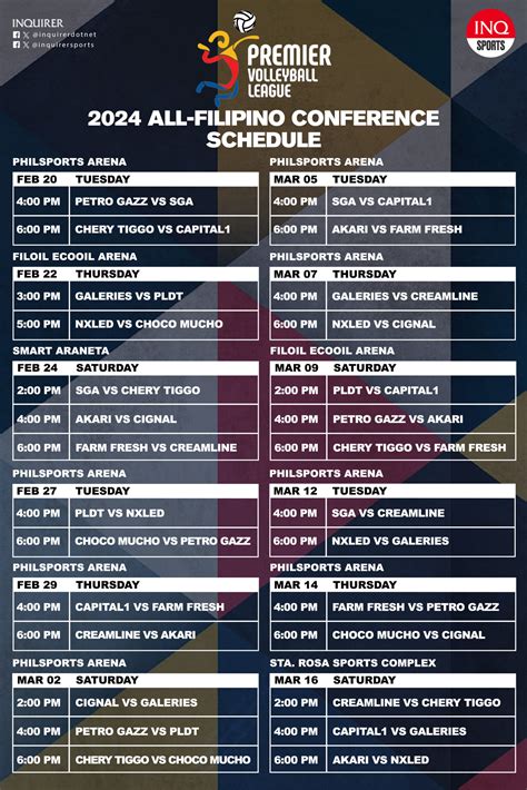GAME SCHEDULE: 2024 PVL All.